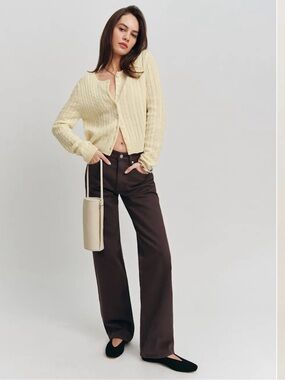 Reformation Val Mid 90s Straight-Leg Jeans in Dark Brown